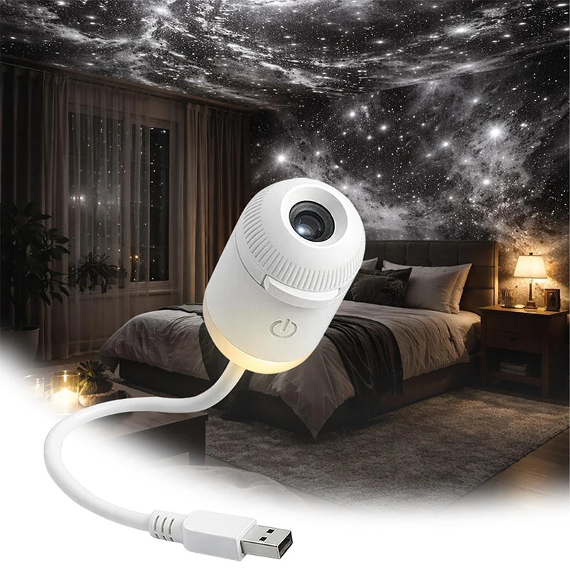 Usb Mini Galaxy Star Projector Star With 24 Sliding Projection Films Starry Space Atmosphere Nightlight Kid Car Home Decoration