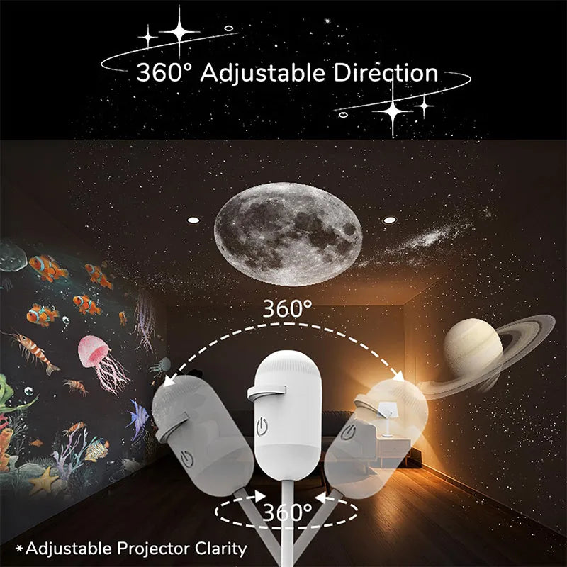Usb Mini Galaxy Star Projector Star With 24 Sliding Projection Films Starry Space Atmosphere Nightlight Kid Car Home Decoration